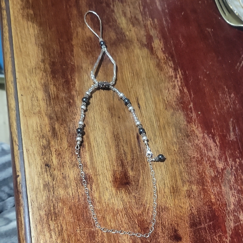 Sterling Silver and Black Beaded Foot Jewelry